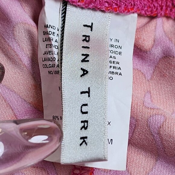 Trina Turk Womens Large Trellis Print High Waist Wide Leg Swim Cover Pants - Picture 4 of 7